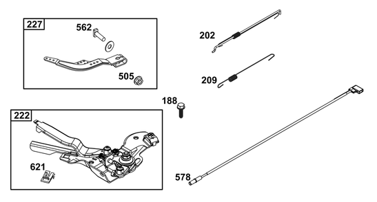 Controls Group Diagram and Parts List for 13R232-0160-H5 100000 - 19Z999 Briggs and Stratton Engine